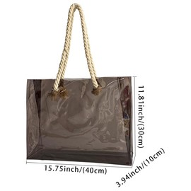 TotePrint Women's PVC Handbag, Transparent PVC Shopping Bag with Rope Holder, Large Waterproof Sports Bag, Summer, Pool, Party, Beach, Blue, 36.5 x 32 x 12 cm (1 Piece), black