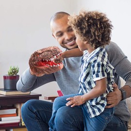 Odowalker Hand Puppet Dinosaur and Shark Hand Puppet Toys Battle Dinosaur Head Glove Rubber Shark Hand Puppets for Kids(2 PCS)