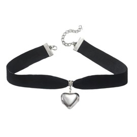LittleFathand Black Heart Choker Necklaces for Women Black Velvet Choker Vintage Peach Heart Pendant Day Collar Jewelry Gifts