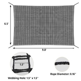 Toriexon Climbing Cargo Net - 6.5' x 9.8', Double Layer Playground Safety Net with Storage Bag for Kids' Outdoor Treehouse