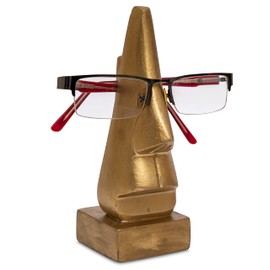 raajsee Classic Hand Carved Hand Painted Golden Mangowood Nose-Shaped Eyeglass Spectacle/ Eyewear Display Holder Stand Decorative for home and office /Perfect for Christams Gift 6 inch