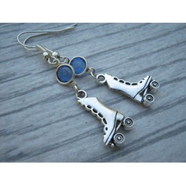 Roller Skates Birthstone Earrings, Personalized Retro Skate Earrings, Athletic Earrings, Roller Derby Jewelry