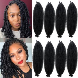 Marley Twist Braiding Hair 24 Inch Springy Afro Twist Hair Color 2 Kinky Twist Hair for Braiding Pre Separated Spring Twist Hair 2# Synthetic Kinky Curly Braiding Hair (Dark Brown, 24in 8P)