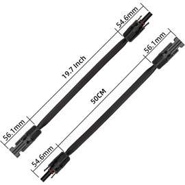Leehitech 2 Pack 50 cm Solar Flat Cable, Feed-Through Copper Flat Connection Cable, No Drilling Required for PV Panels Balcony Window Installation for 2.5 mm² / 4 mm² / 6 mm² Solar Cable