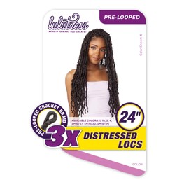 Sensationnel Synthetic Lulutress Pre Looped Crochet Braid - 3X DISTRESSED LOCS 24" (2 Dark Brown)