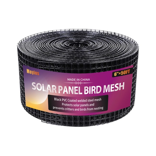 Moyios 6in*50FT Solar Panel Bird Mesh Black PVC Coated Steel
