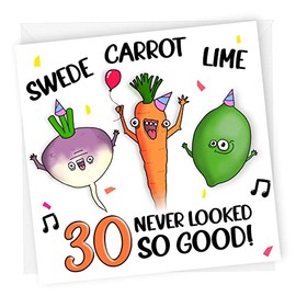 NotNiceThings 30th Birthday Card, Swede Carrot Lime, Funny Birthday Card, Sweet Caroline, Card for 30th, Husband, Wife, Boyfriend, Food Pun, Vegan Birthday Card