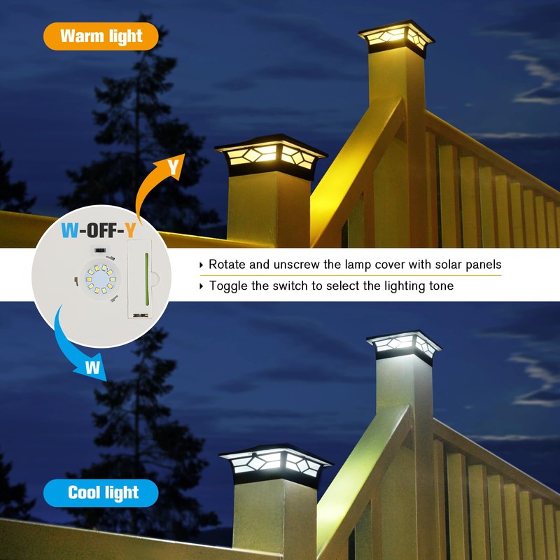 Solar Post Cap Lights Outdoor 8pack, Waterproof Solar Powered Deck