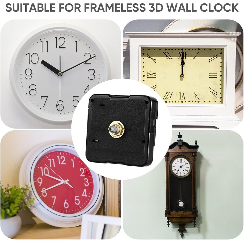Black Clock Mechanism- Clock Parts Clock Movement Mechanism Replacement High