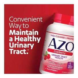 Azo Arándano Tracto Urinario Probióticos + Vitamina C 100 Ct Sabor Sin Sabor salud del tracto urinario de arándano, 1 porción: 1 vaso de jugo, pastillas de arándano sin azúcar y sin OMG para adultos.