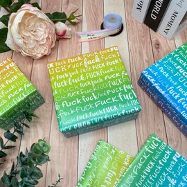 Dtiafu Funny Wrapping Paper Rude Words Gift Wrap for Women Men Adult Friends - 6 Pcs Colorful Rainbow Gift Wrap - Great for Birthday Wedding Christmas - 20 x 28 Inch Per Sheet