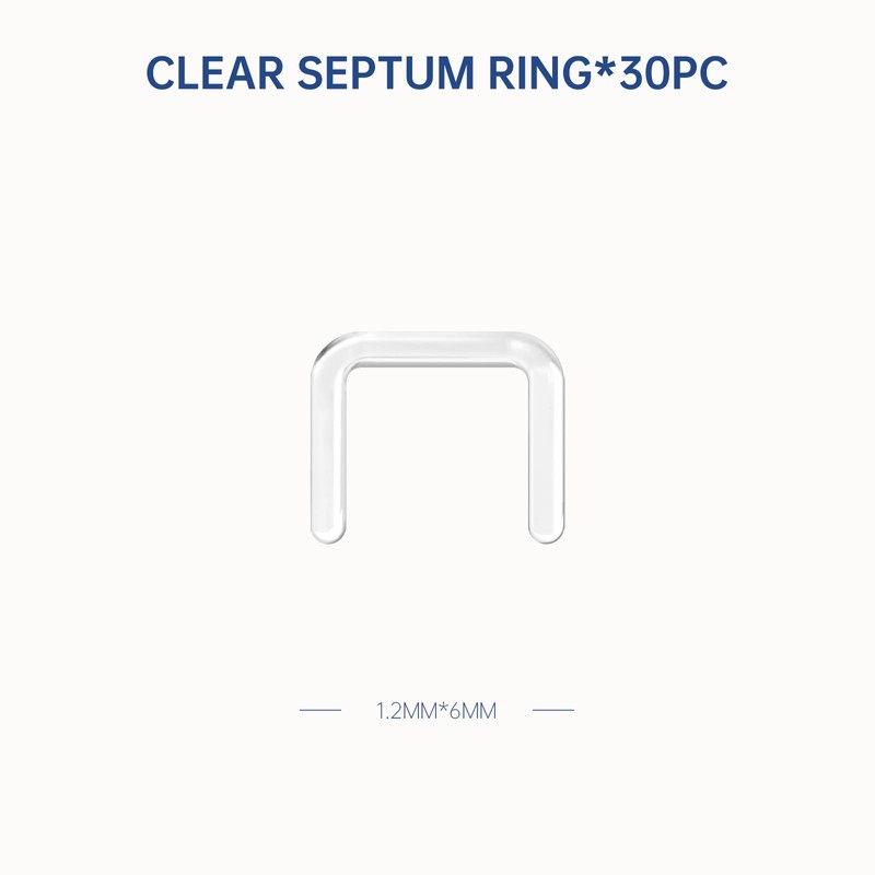 Soziprix 30pcs Hypoallergenic Clear Septum Rings Flexible Nose Retainers