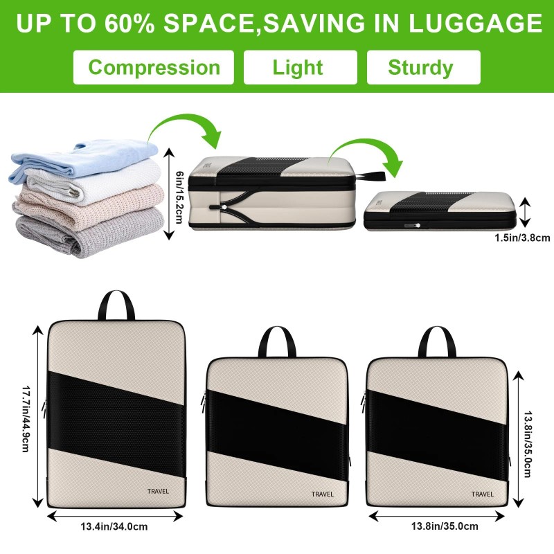 Untiful Compression Packing Cubes for Suitcases, 6 Set Travel Organizer