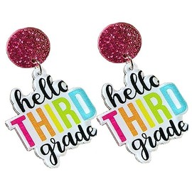 2024 Back to School Teacher Stud Drop Dangle Acrylic Earrings for Women Colorful First Day of School Earrings for Students Appreciation Gifts Jewelry Grade-3