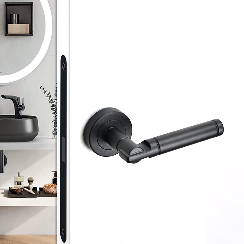 Decoranddecor Enigma Round Door Handles – Aluminium Matt Black Internal