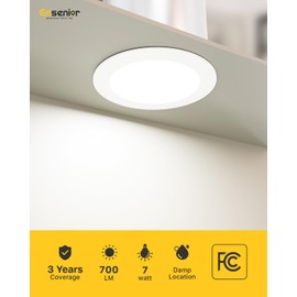 Ensenior 4 Inch LED Can Lights 12 Pack, Dimmable Retrofit Led Recessed Lighting, 5CCT Adjustable Color Temperature (2700K-5000K), 7W=77W 700LM, IC & Damp Rated, FCC