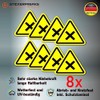 Pack of 8 Warning Stickers 6 x 5 cm Hazardous