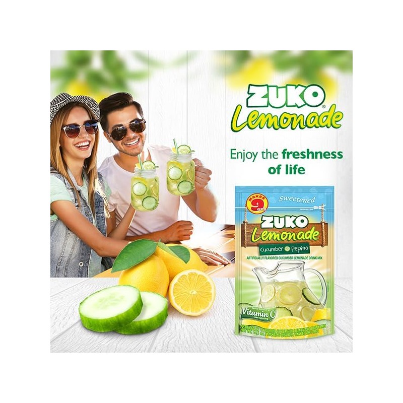 ZUKO Cucumber Instant Powder Drink, Family Pack, No Sugar Needed,