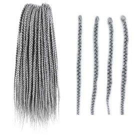 BOHOBABE Gray Box Braids Crochet Hair 14 Inch 8 Packs Short Prelooped Grey Crochet Box Braiding Hair (Gray)