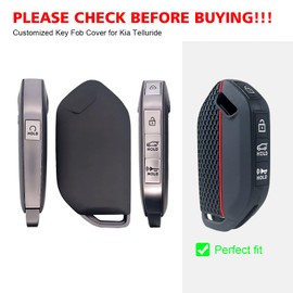 KENTUTO Key Fob Cover for Kia Telluride Accessories 2023 2024 2025 2026 5 Buttons Key Fob Shell Portector Smart Remote Silicone Case (1 Pc, Black)