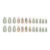 Green Cat's Eye Press on Nails Almond Medium Fake Nails