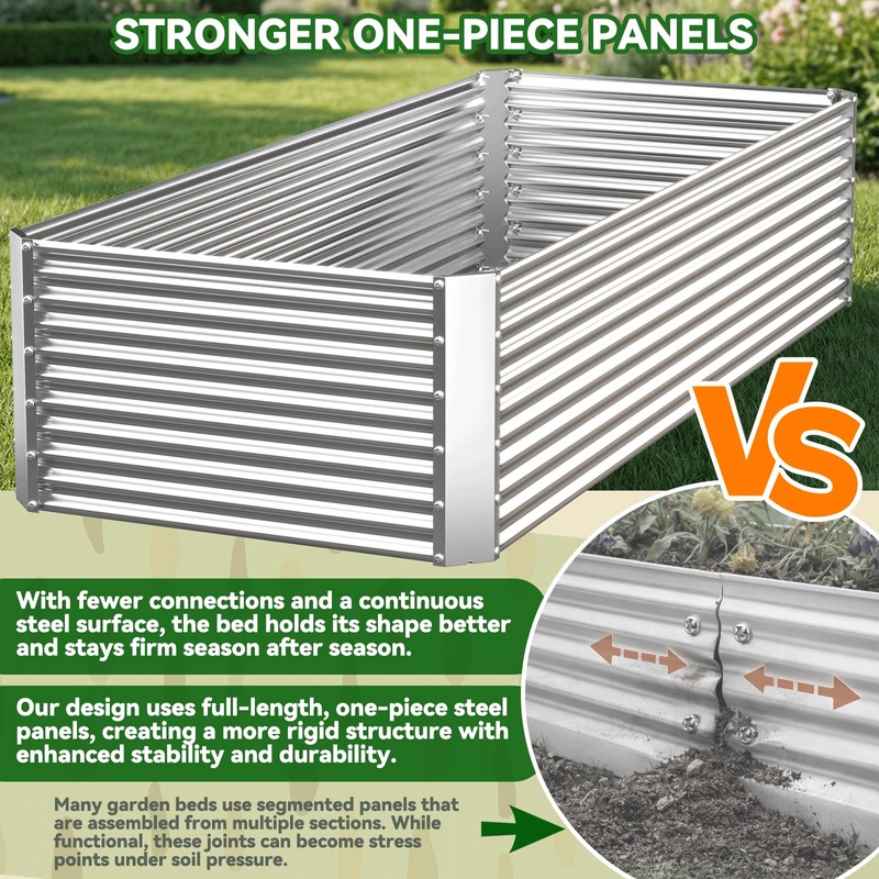 CATMANOR 3 Pack Tall Corrugated Galvanized Steel Raised Garden Bed