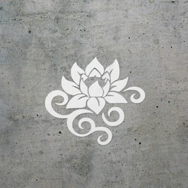 ANGDEST CLUB Decal Stickers of Lotus Flower with Swirls (White) (Set 2) Premium Waterproof Vinyl for Laptop Phone Accessory Helmet Car Window Mug Cup Door Wall Decoration - AYAstic0a8581WH, 4.1x3.8''