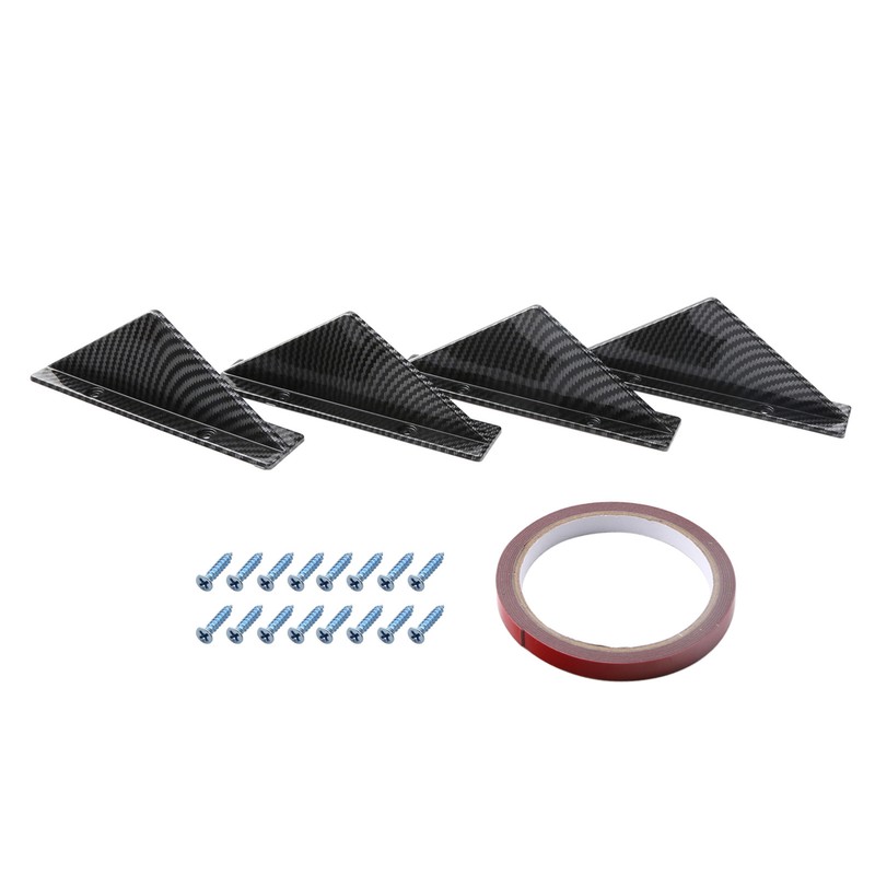 4PCS Car Rear Bumper Shark Fin Triangle Spoilers Universal Carbon