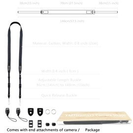 YMTHamaz3 Camera Neck Strap Thin/Binoculars Strap Black