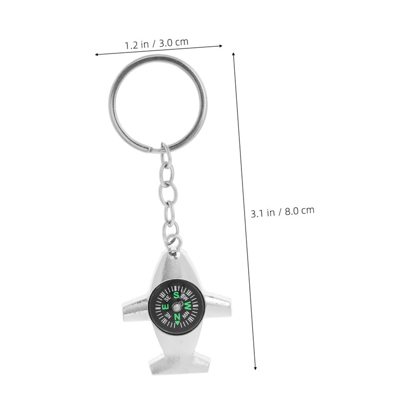 KOMBIUDA 2pcs Compass Keyring for Hiking Camping Zinc Alloy Aircraft
