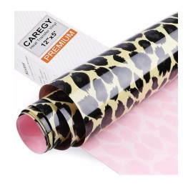 CAREGY Iron on Heat Transfer Vinyl Roll HTV 12"x5' Coffee Leopard Print