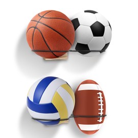FIRINER 2 Pcs Mounted Ball Wall Storage 4 Vertical Football Holder