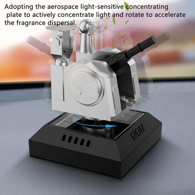 Solar-Powered Tank Shaped Car Aroma Diffuser, Rotating Vehicle Air Freshener