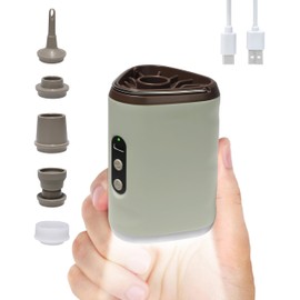 Juqumty Portable Air Pump with 2500mAh Battery USB Rechargeable Lightweight Electric Mini Air Pump Inflate Deflate for Pool Floats Vacuum Storage Bags Air Mattress Swimming Ring Sleeping Pads – Khaki