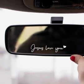 3 x Jesus Love You Car Decal, Rearview Mirror Sticker, Car Mirror Decal, Car Accessories for Women, Motivational Car Sticker, Self Affirmation Vinyl, Auto Window Decal, Girl Car Sticker (White)