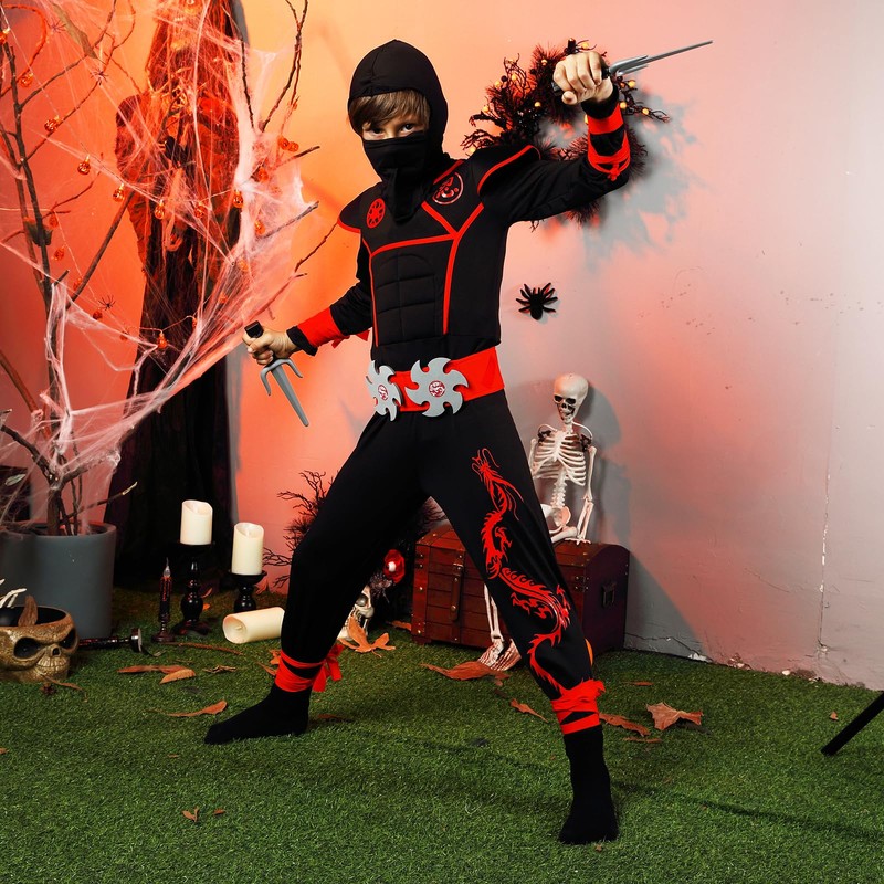 Twister.CK Ninja Costume for Boys, Deluxe Ninja Costume with Ninja