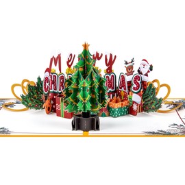 GREETING ART Pop Up Christmas Card, Merry Christmas with Tree Card,Merry Christmas Pop Up Card,3D Christmas Pop Up Cards,Holiday Greeting Card for Christmas Winter