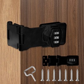 2PCS Password Hasp Locks, 90-180 Degree Cabinet Password Locks Fold Collapsible Hasp Latch Security Combination Latch Lock Barn Door Lock with Screws for Locker, Bathroom, Outdoor, Garden,Black