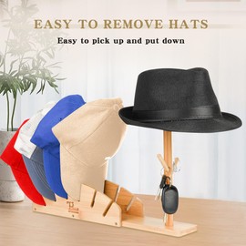 NPTOPHOME Multi Hat Organizer Display Baseball Cap Stand Rack Shelf,Jewelry Hanging Stand Display, Bamboo Keys, Wig,Cowboy Hat Holder Storage Display for Bedroom, Closet, Dresser, Office