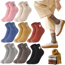 BOOSEN 8 Pares Calcetines Térmicos para Mujer, Calcetines de invierno, Calcetas Casuales Antideslizante y Duradero, Calcetines con Cara Sonriente, Calcetin Deportivas Ligeros y Transpirables