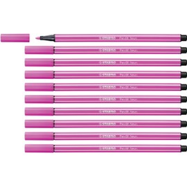 STABILO Pen 68 - Premium Fibre-Tip Pen - Pack of 10 - Neon Pink