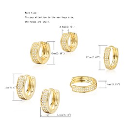 Krstudent 3 Pairs Gold Hoop Earrings Pack 18K Gold Plated Small Hypoallergenic Hoop Huggie Earrings Set for Women Girls
