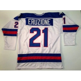 Mike Eruzione 1980 Miracle On Ice USA Hockey Sewn White CUSTOM Jersey M to 2XL - L