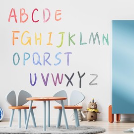 Uppercase Alphabet Letter Kids Wall Stickers,Rainbow Uppercase Letters Decor,Peel and Stick Educational Learning Wall Decor,for Kids Bedroom Nursery Playroom Classroom Library Reading Corner Decor