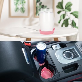 Amooca Car Cup Coaster Universal Non-Slip Cup Holders Bling Crystal Rhinestone Car Interior Accessories 4 Pack Sakura Pink