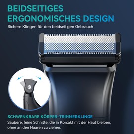 kensen Men's Intimate Shaver, 2-in-1 Razor, Men's Intimate Area, Waterproof Body Shaver, Men's Type C Bodygroom, Men's Wet Dry Intimate Razor, Legs, Chest, Armpit Groin, Attachment Combs