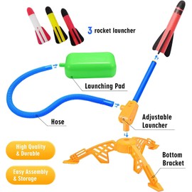 NIWWIN Rocket Toy Launcher for Kids - Foam Rocket, Air Jet Rocket, Outdoor Flight Toy Shoots up to 12 m. Gifts and Toys for Kids Ages 3 4 5 6 7 8+ Years