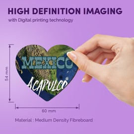 1x Heart MDF Magnet 6cm - Acapulco City Mexico Map - Fridge Locker Office Whiteboard Toolbox #60396