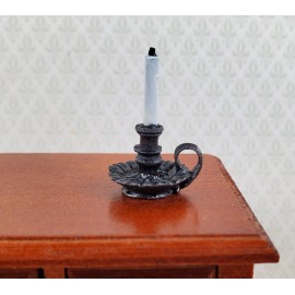 Island Crafts Dollhouse Chamber Candle Holder with Candle 1:12 Scale Miniature Metal