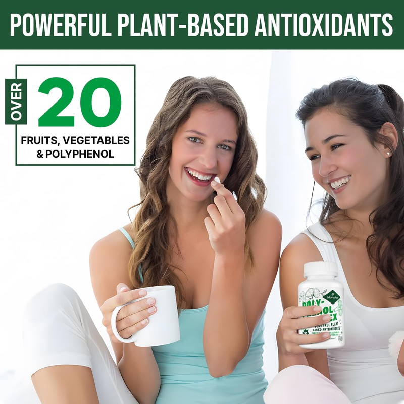 Zdoroviye 2250 MG Polyphenols Supplement Over 20 Fruits,Vegetables & Polyphenols,Quercetin,Resveratrol,Turmeric,Green